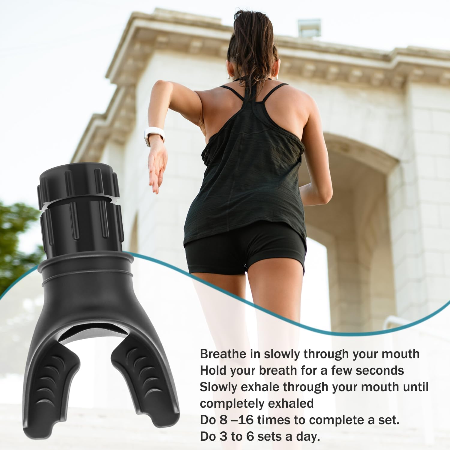 CLDY Atemtrainer, Produktabbildung des Herstellers mit Sportmotiv